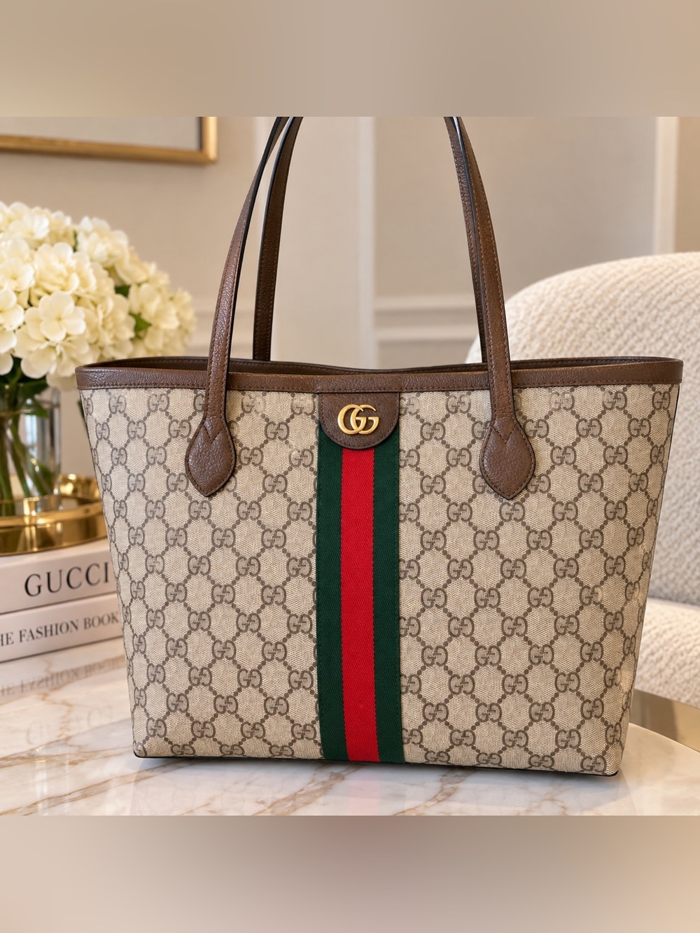 Authentic Gucci Ophidia GG Tote Bag – Beige/Brown – Excellent Condition
